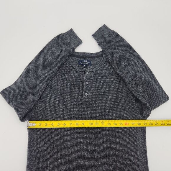 Lucky Brand Colorado Cross Stitch Henley Sweater Mens Size Medium Thermal Winter - Picture 6 of 8